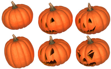 Halloween scary and funny pumpkins