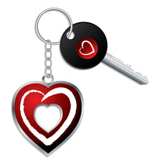 Heart design key with keychain and keyholder