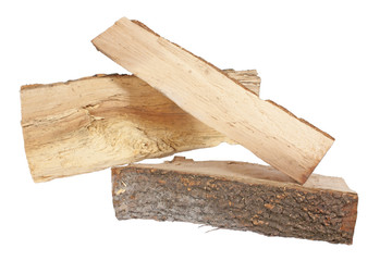 Three fire wood isolated on white background