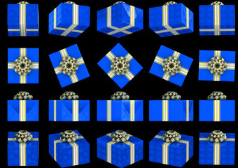Various views of blue gift box
