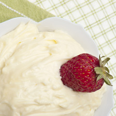 Close Up Image of Lemon Fruit Dip with Strawberry