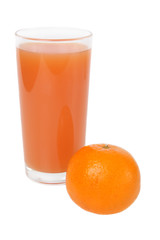 Tangerine and glass of juice