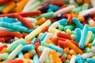 macro of rainbow sprinkles