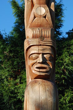 Totem shaped in Stanley park, BC Canada