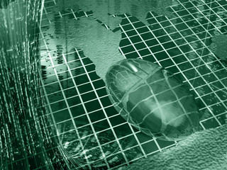 Computer collage, in greens