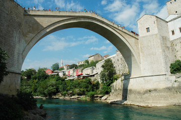 Fototapeta na wymiar Mostar ze słynnym mostem, Bośnia i Hercegowina