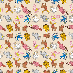 seamless cute animal pattern
