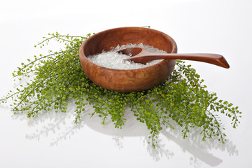 Holzschale mit Badesalz