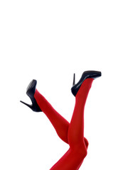 Woman's Legs in Red Tights. Model Released