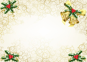 holly and bells christmas background