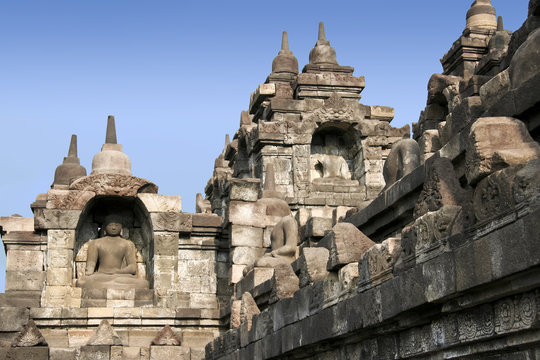 borobudur temple walls java indonesia