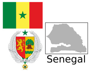 Senegal flag national emblem map