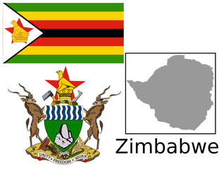 Zimbabwe flag national emblem map