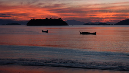 Sunset  Paraty boats