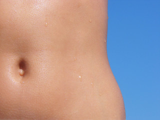 female torso with water drops