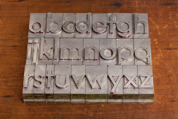 alphabet in metal printing blocks