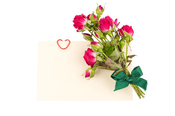 card with roses and decorative heart