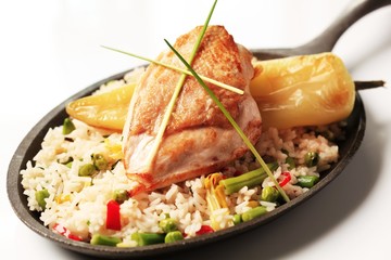 Fried rice and chicken