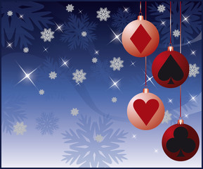 Casino Christmas card with balls. vector