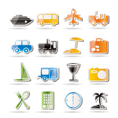 Travel, transportation, tourism and holiday icons