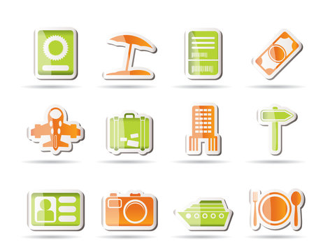 travel, trip and holiday icons - vector icon set