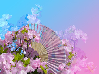 Beautiful pink-blue background with a fan