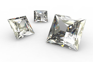 Trio of square diamond stones
