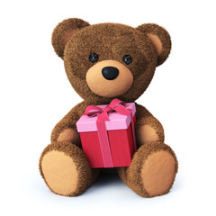 Teddy bear with present box