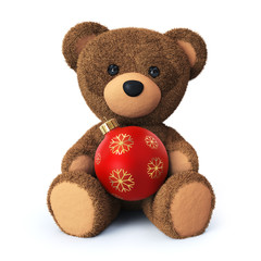 Teddy bear with christmas ornament