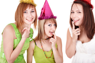 Group of teenagers celebrate birthday.