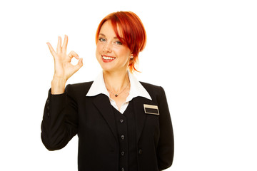 young caucasian woman as hotel worker