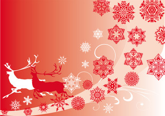 red Christmas pattern deers and snowflakes