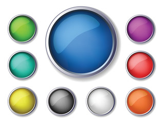 Set of round glosy vector buttons