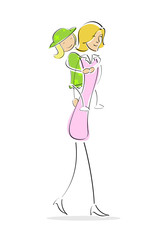 mother giving her daughter piggy-back ride