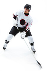 Fototapeta na wymiar Concentrated hockey player