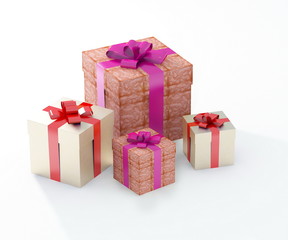 beautiful gift boxes on a white background