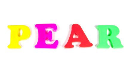 pear written in fridge magnets