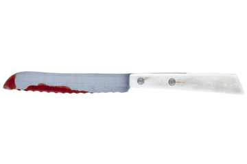 knife and blood with clipping path