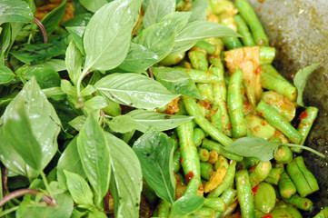 Fried long bean with yellow curry powder