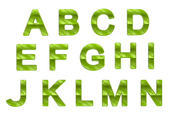 Green ecofriendly A-N letters with grass pattern