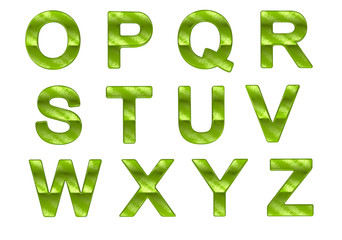 Green ecofriendly O-Z letters with grass pattern
