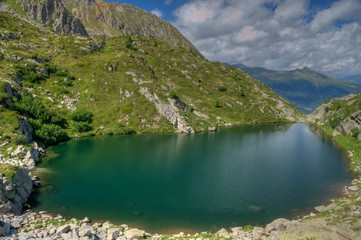 high mountain lake HDR image