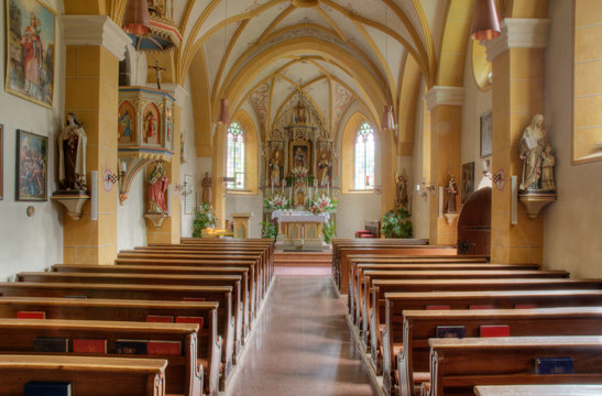 Inside the church of Colfosco, Italy