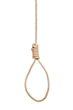 A view of a hangman's noose made of natural fiber rope
