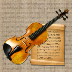 Fototapeta premium Violin with music notes