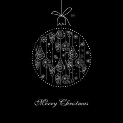 Black and White Christmas ball illustration.