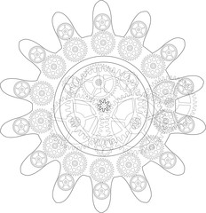 Vector illustration of gears flower on white background
