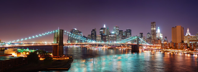 New York City Manhattan skyline Brooklyn Bridge panorama