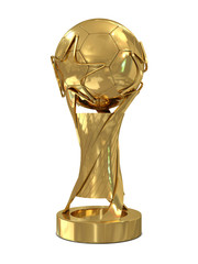 Golden soccer trophy with stars