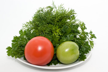 Tomatos and fresh herbs